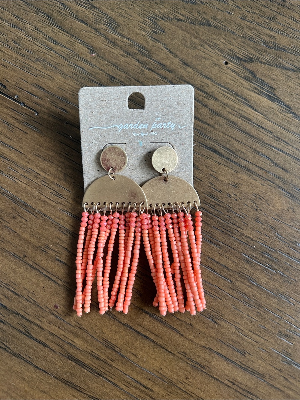 Garden Party Coral Beaded Fringe Drop Earrings